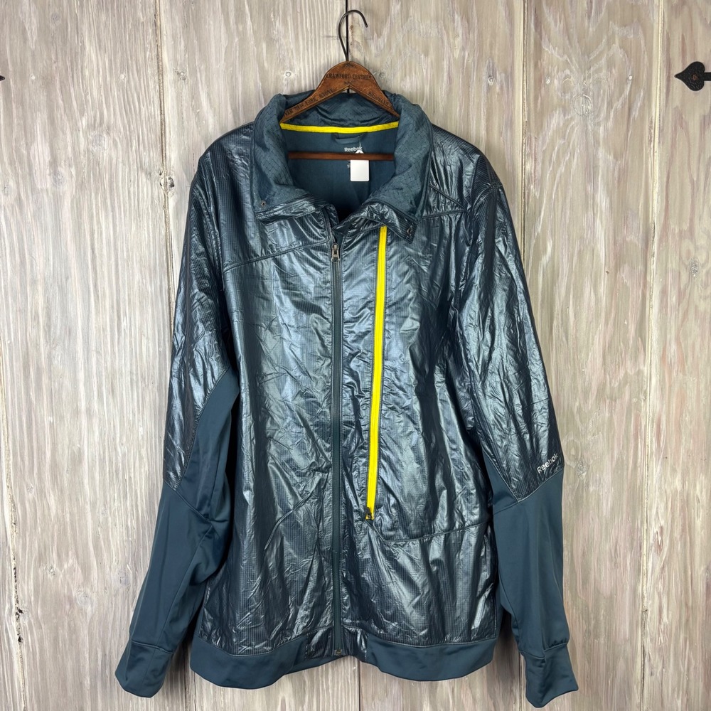 Reebok Playdry Jacket Men's 2XL‎ Full Zip Metallic Golf Athletic Track Running